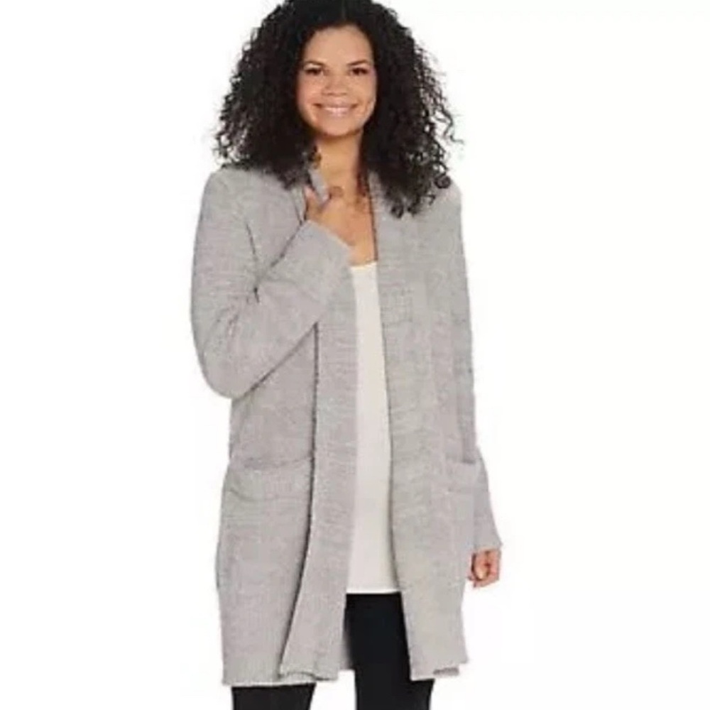 Barefoot Dreams Cozy Chic‎ Cali Cardi  Longline Knit Cardigan Lounge Small Gray